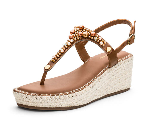 Precious Pearl - Wedge Bast Mid Cognac TS