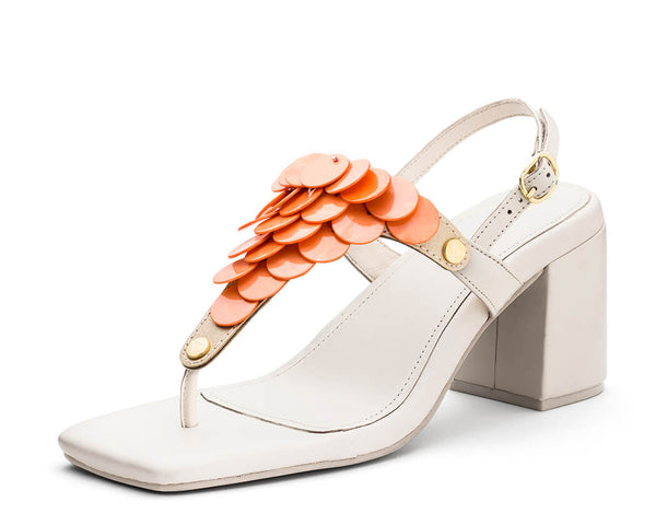 Shiny Plate - Block Heel Mid Crema TS