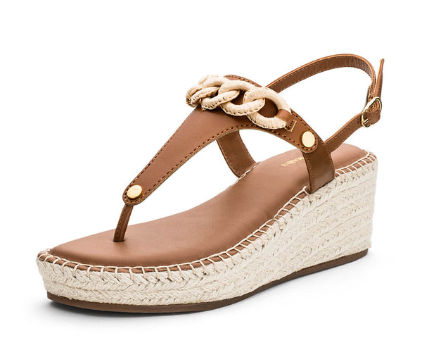 Raffia Chain - Wedge Bast Mid Cognac TS