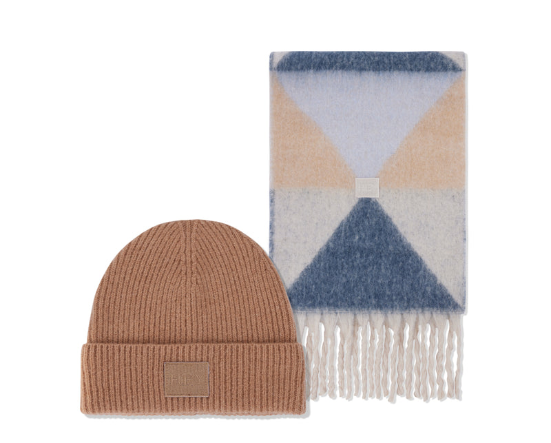 Hey Beanie & Cozy Scarf - Sand / Blue