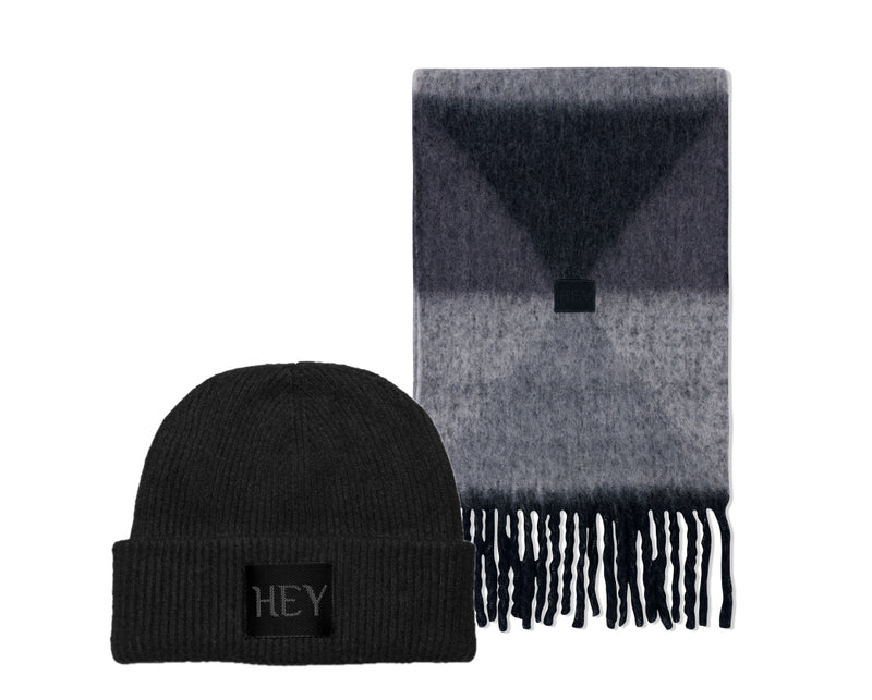 Hey Beanie & Cozy Scarf - Black / Black